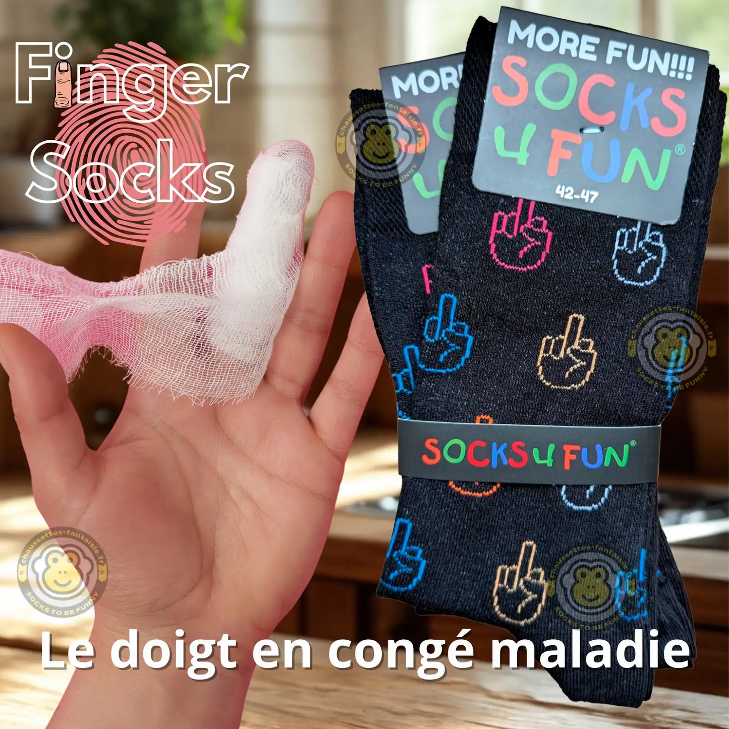 Chaussettes Emoji doigt d’honneur colorées avec design humoristique et stylisé pour affirmer son style.