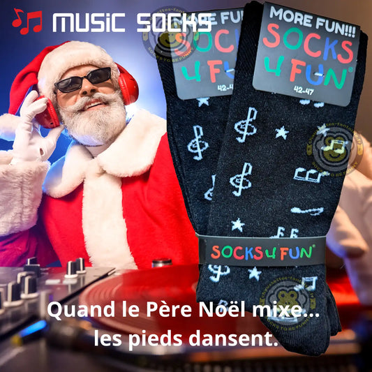 Chaussettes notes de musique - Lot de 2 paires avec motif musical, parfaites pour les amoureux de la musique.