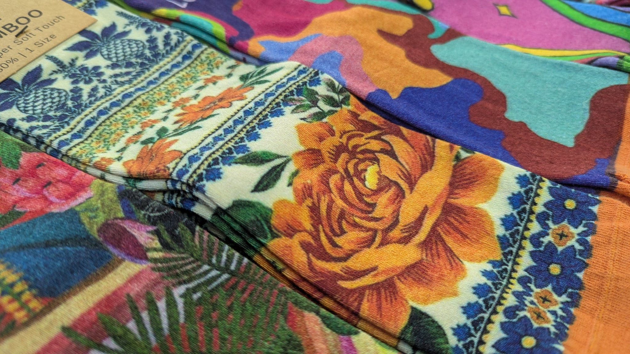 Chaussettes imprimées en viscose de bambou en taille unique du 36 au 41