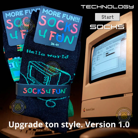 Chaussettes motif informatique - Chaussettes geek avec motifs ordinateurs et circuits imprimés.