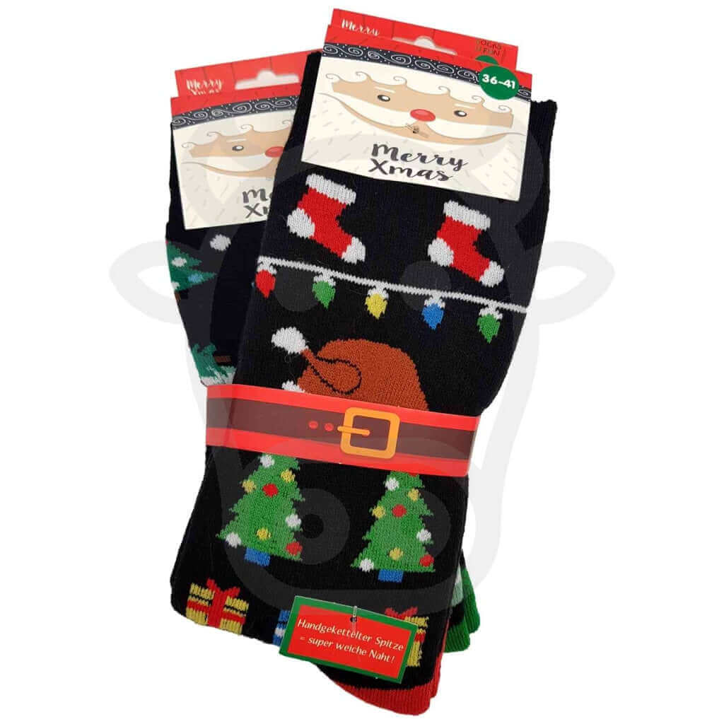 Chaussette Sapin De Noël Antidérapante - Lot 2 Paires Noir / 36/41 Chaussettes