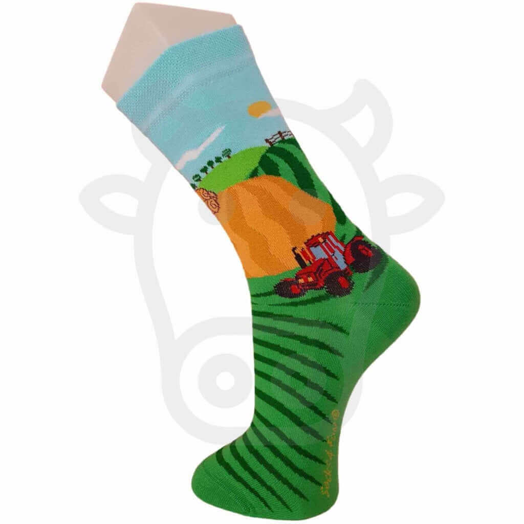 Chaussettes Agriculteur Et Tracteur Dans Le Pré - Lot De 2 Paires Tracteurs