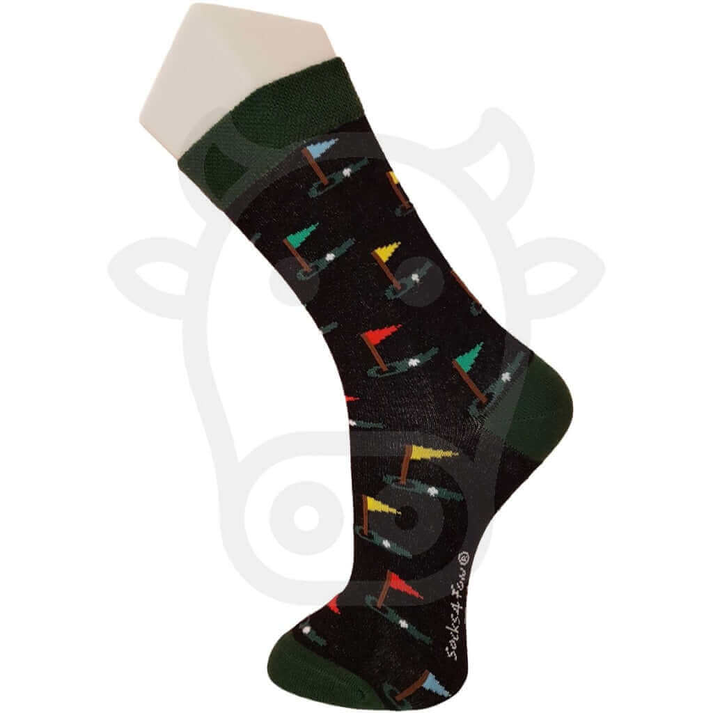 Chaussettes Balles Et Trous De Golf Avec Drapeau - Lot 2 Paires