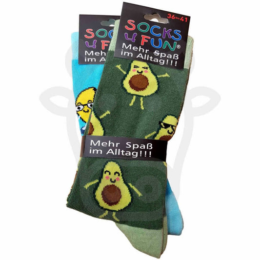 Chaussettes Fantaisie Fruits Avocats Et Bananes - Lot De 2 Paires 36/41
