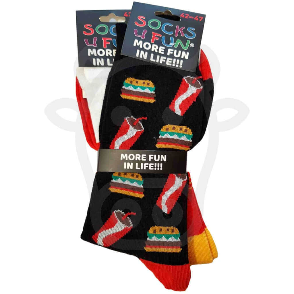Chaussettes Fast Food Burger Et Cornet De Frites - Lot 2 Paires 42/47