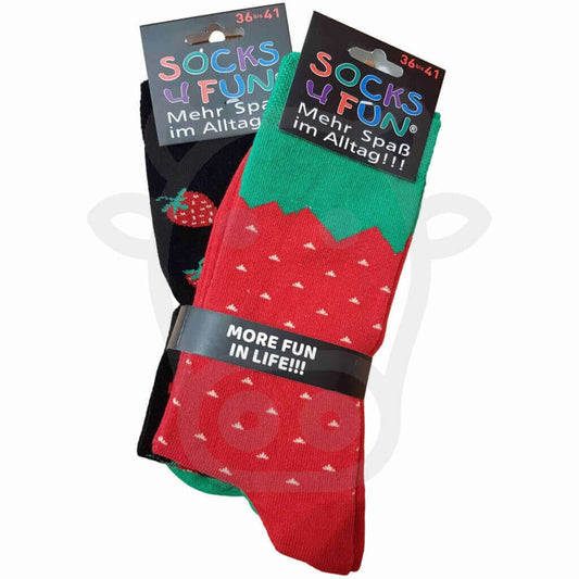 Chaussettes Fruits Rouges Fraises - Lot De 2 Paires 36/41